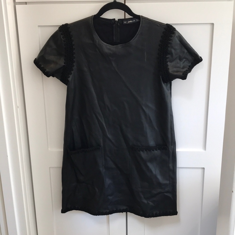Zara Vegan Leather Shift Dress